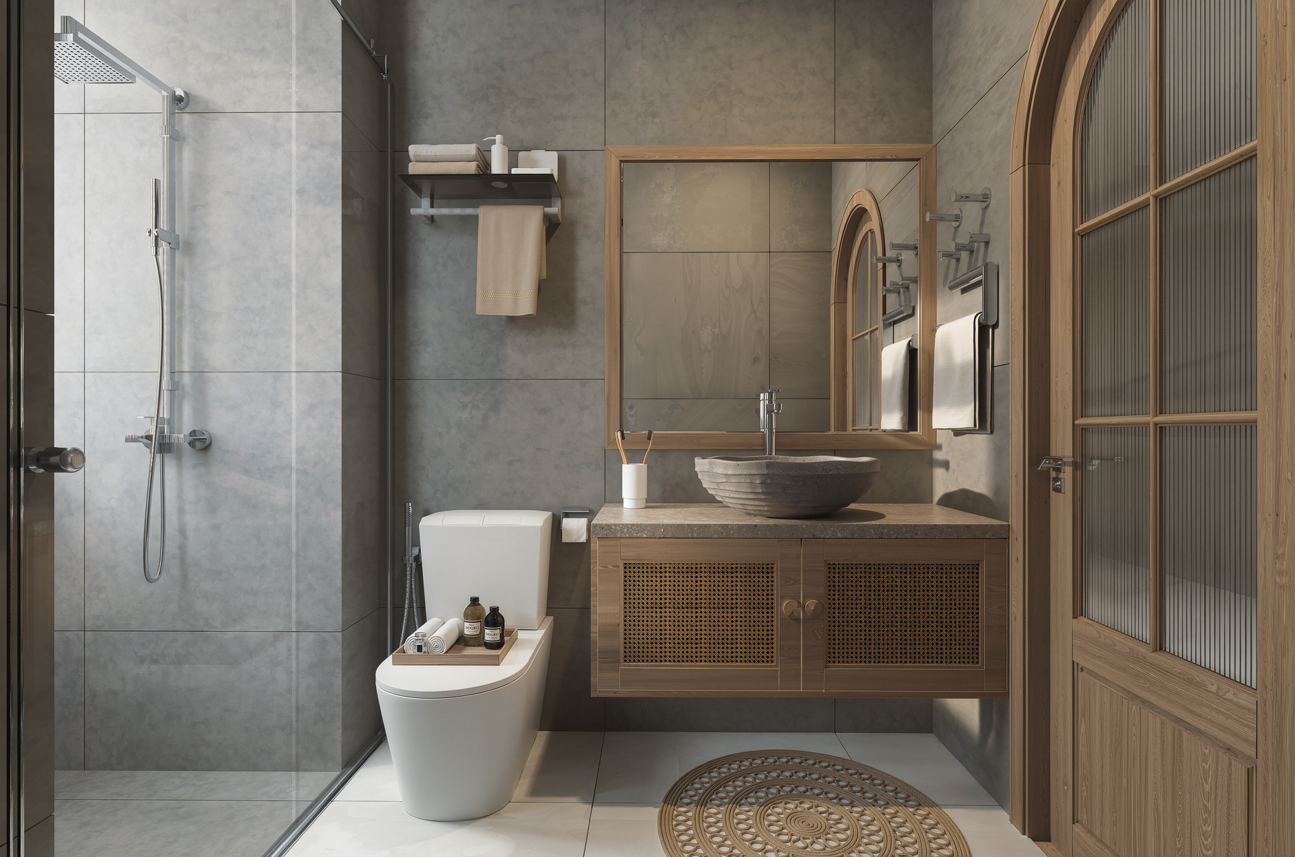 modern scandinavian style Basement Bathroom Design