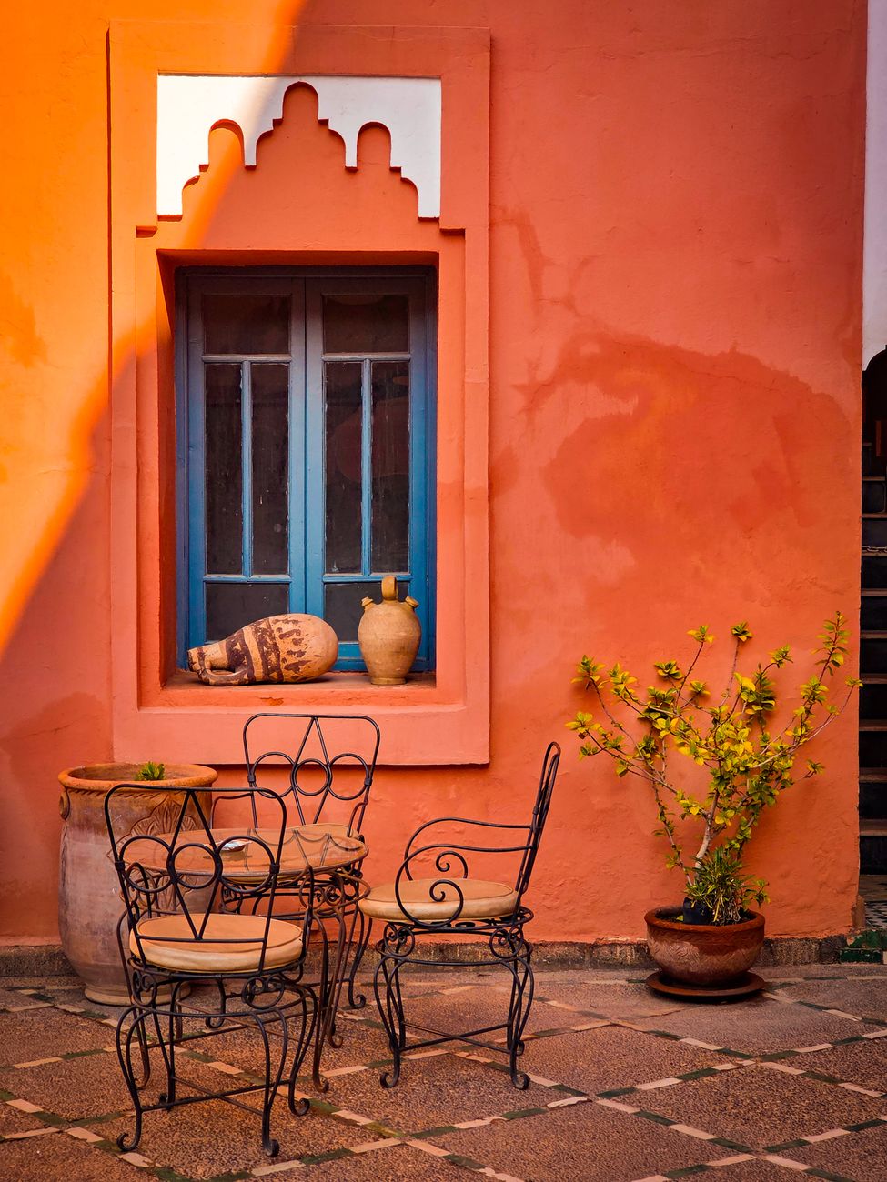 charming outdoor patio with rustic decor