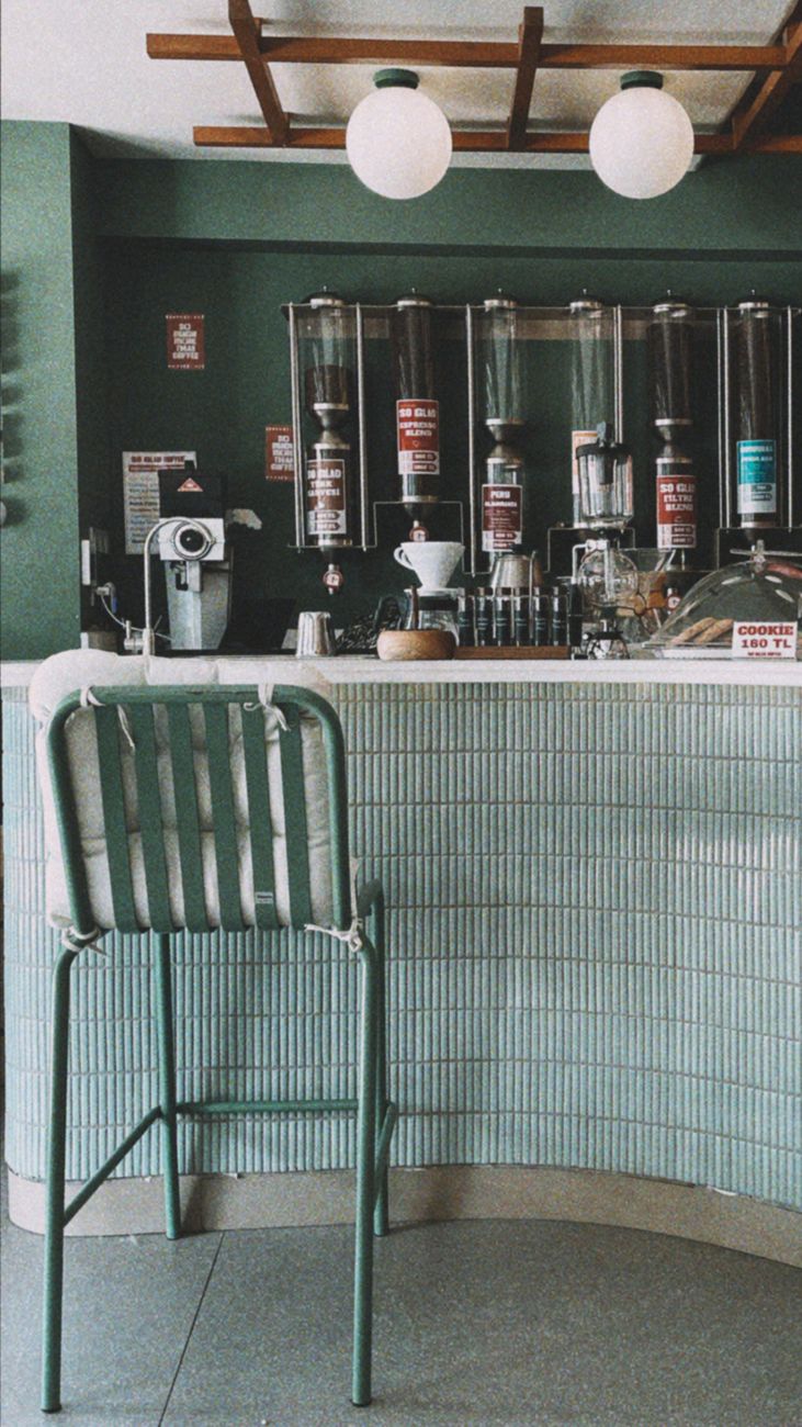cozy coffee shop interior with retro design