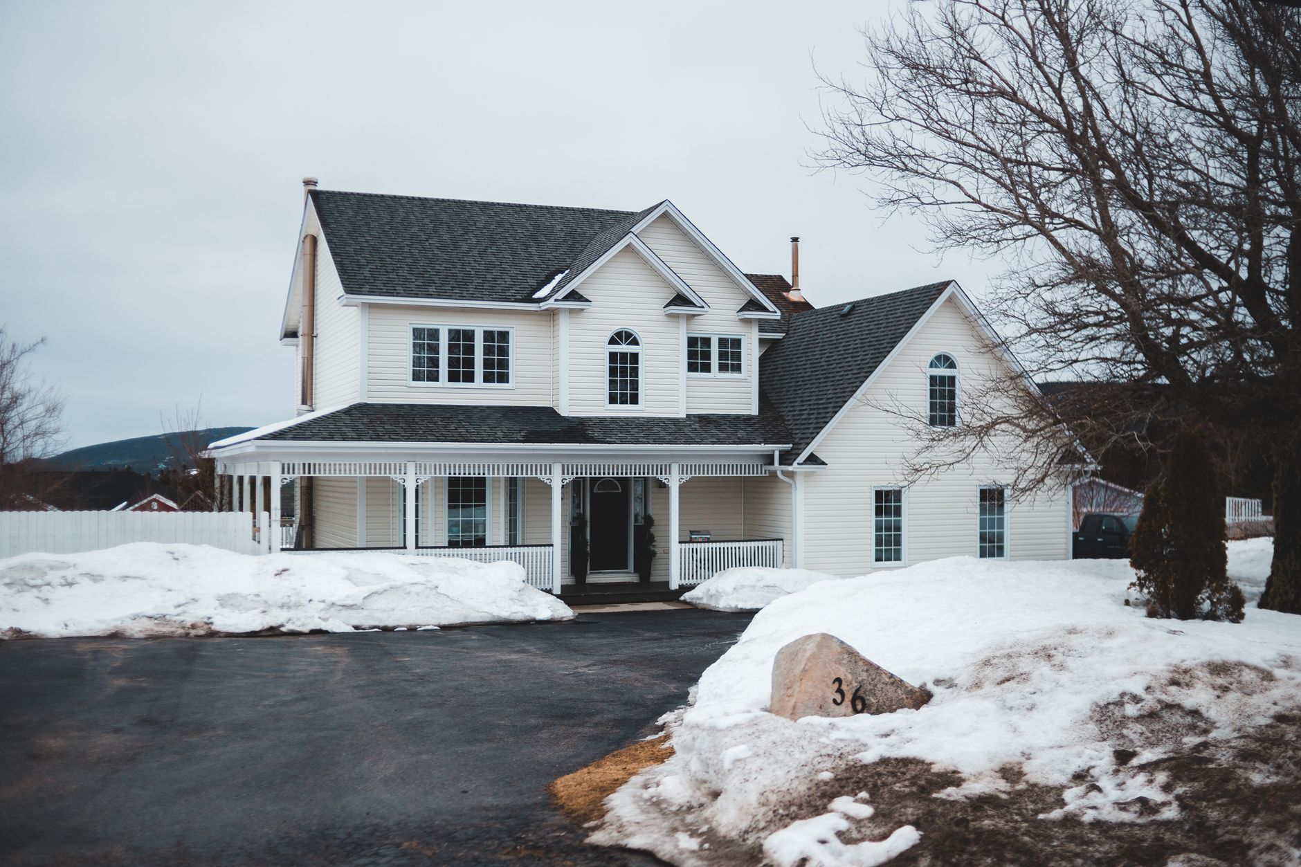 Ranch Style House in winter day