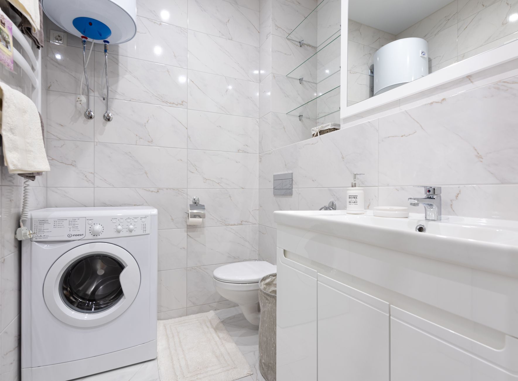Modern small bathroom vanity with storage drawers
