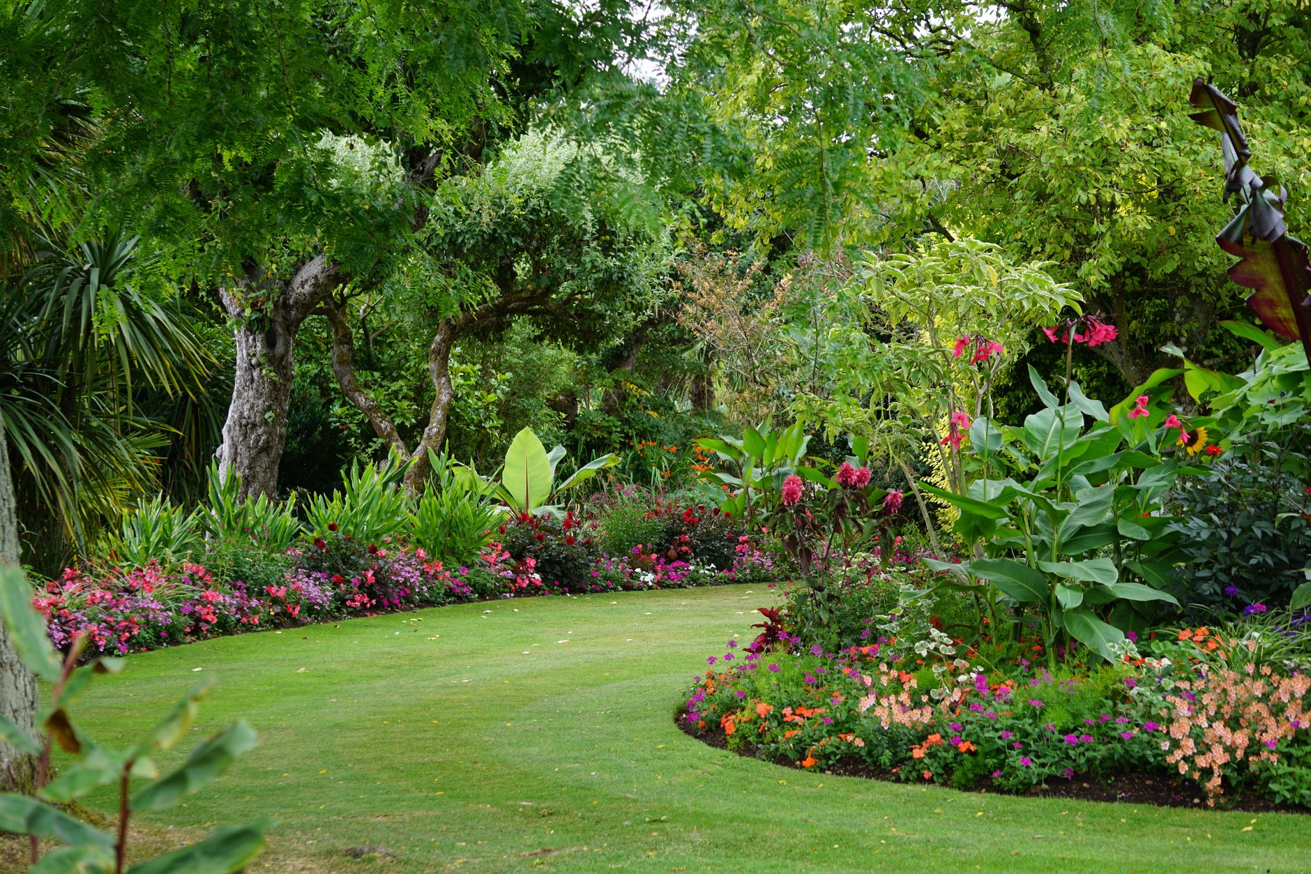 grass covered pathway on a garden