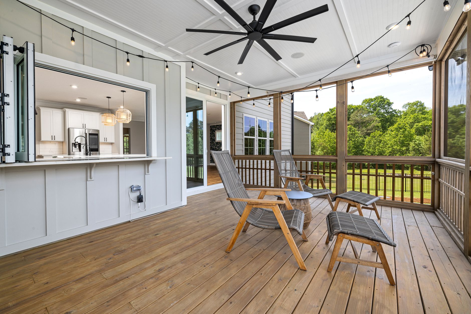 Covered Deck With a Ceiling Fan