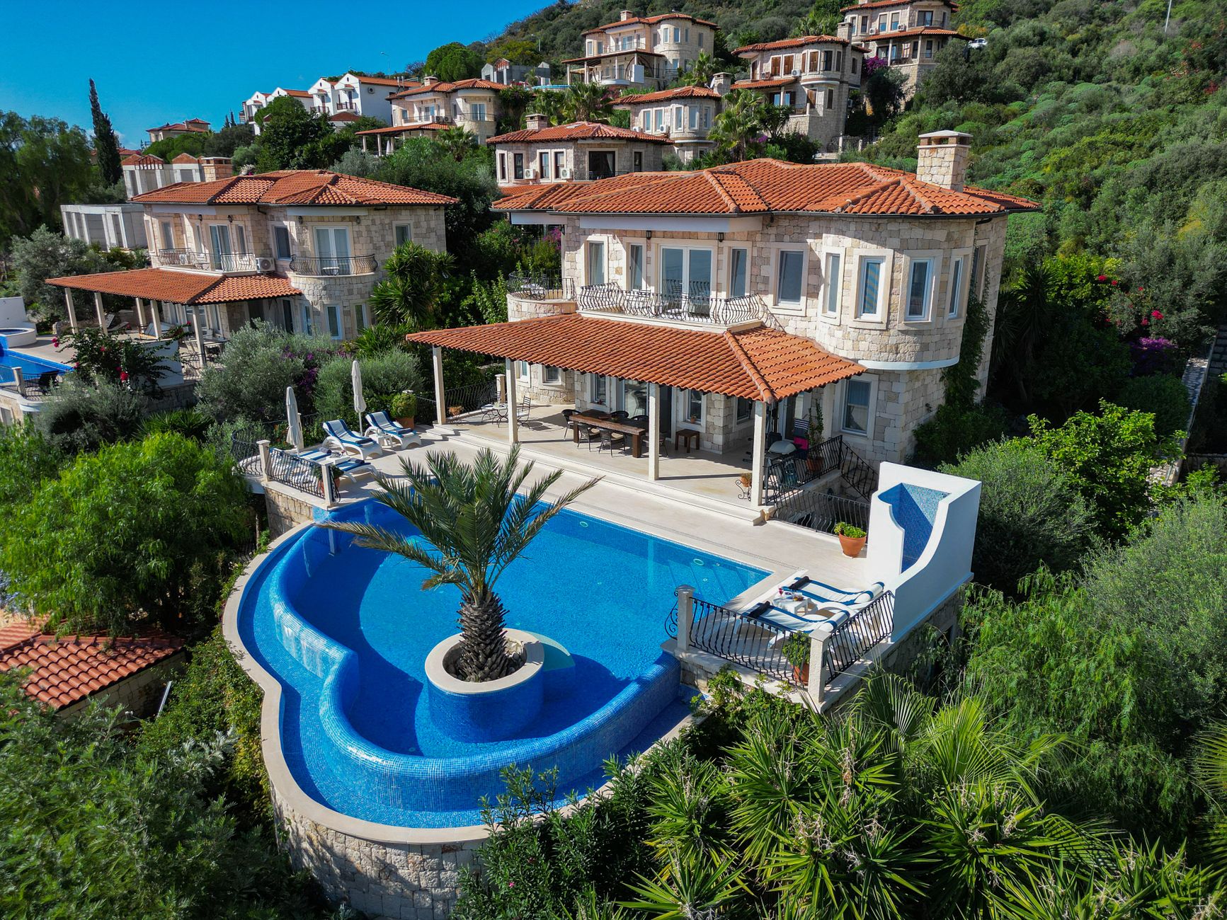 luxury villa with infinity pool in mediterranean setting