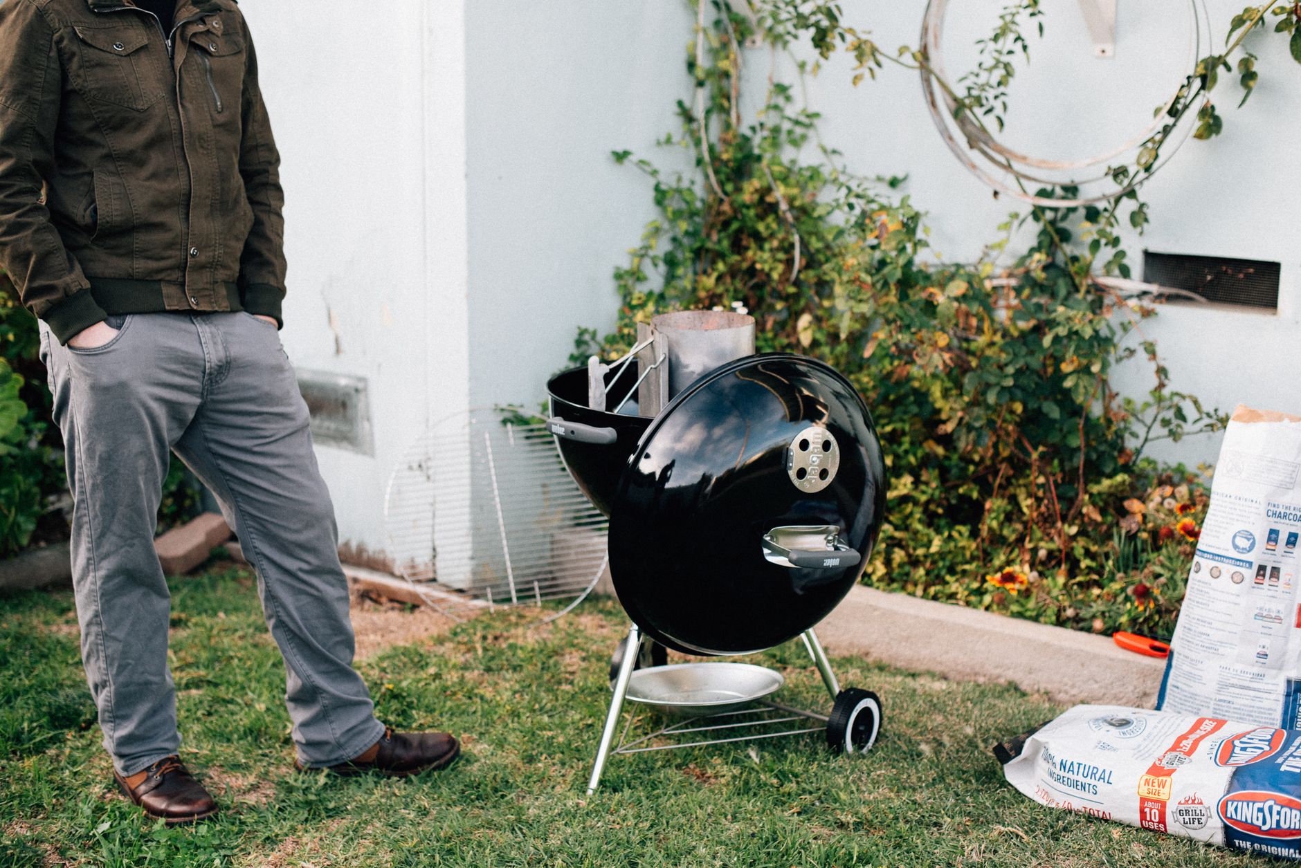 black charcoal grill