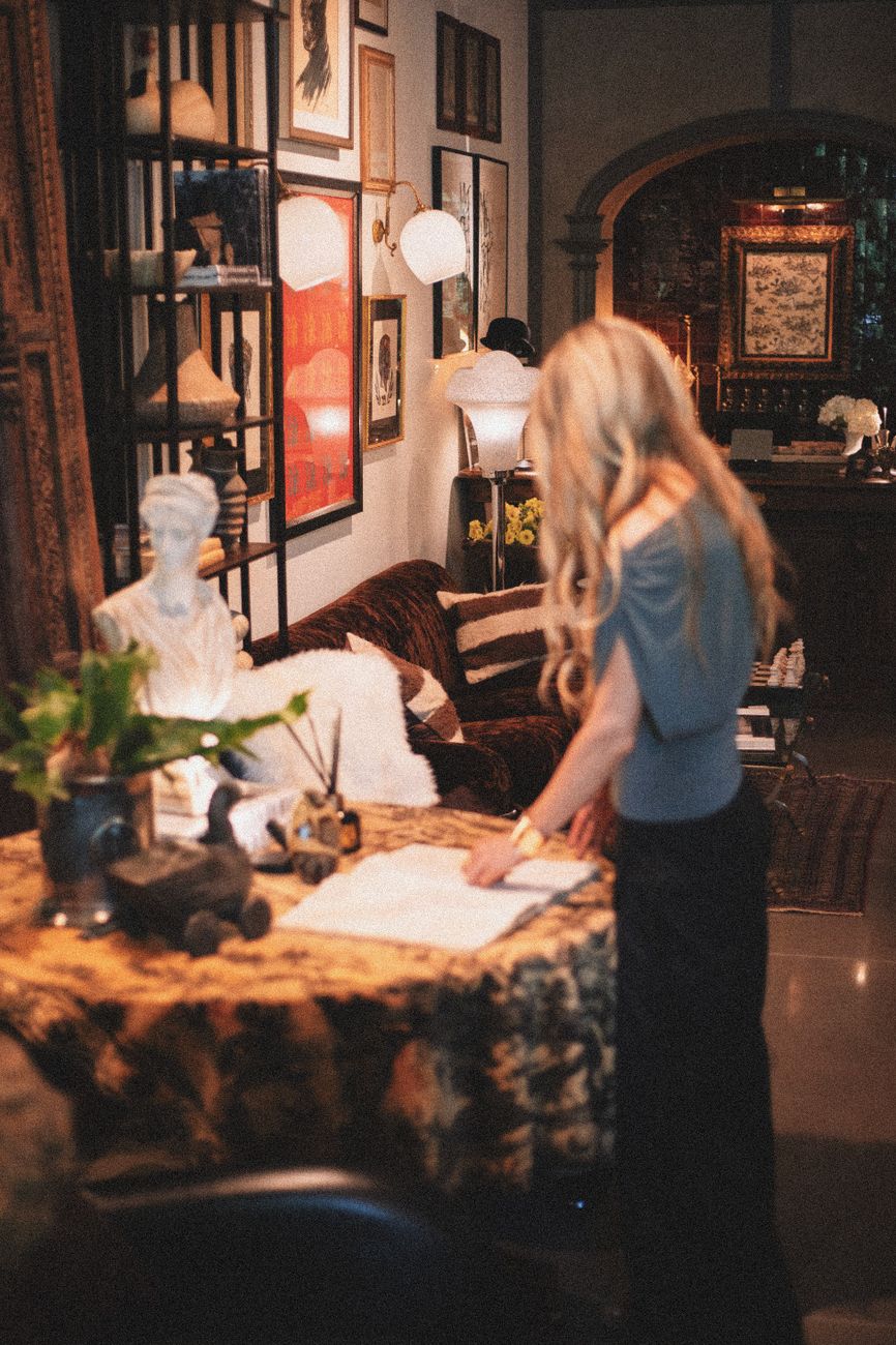 cozy boutique interior with warm tones