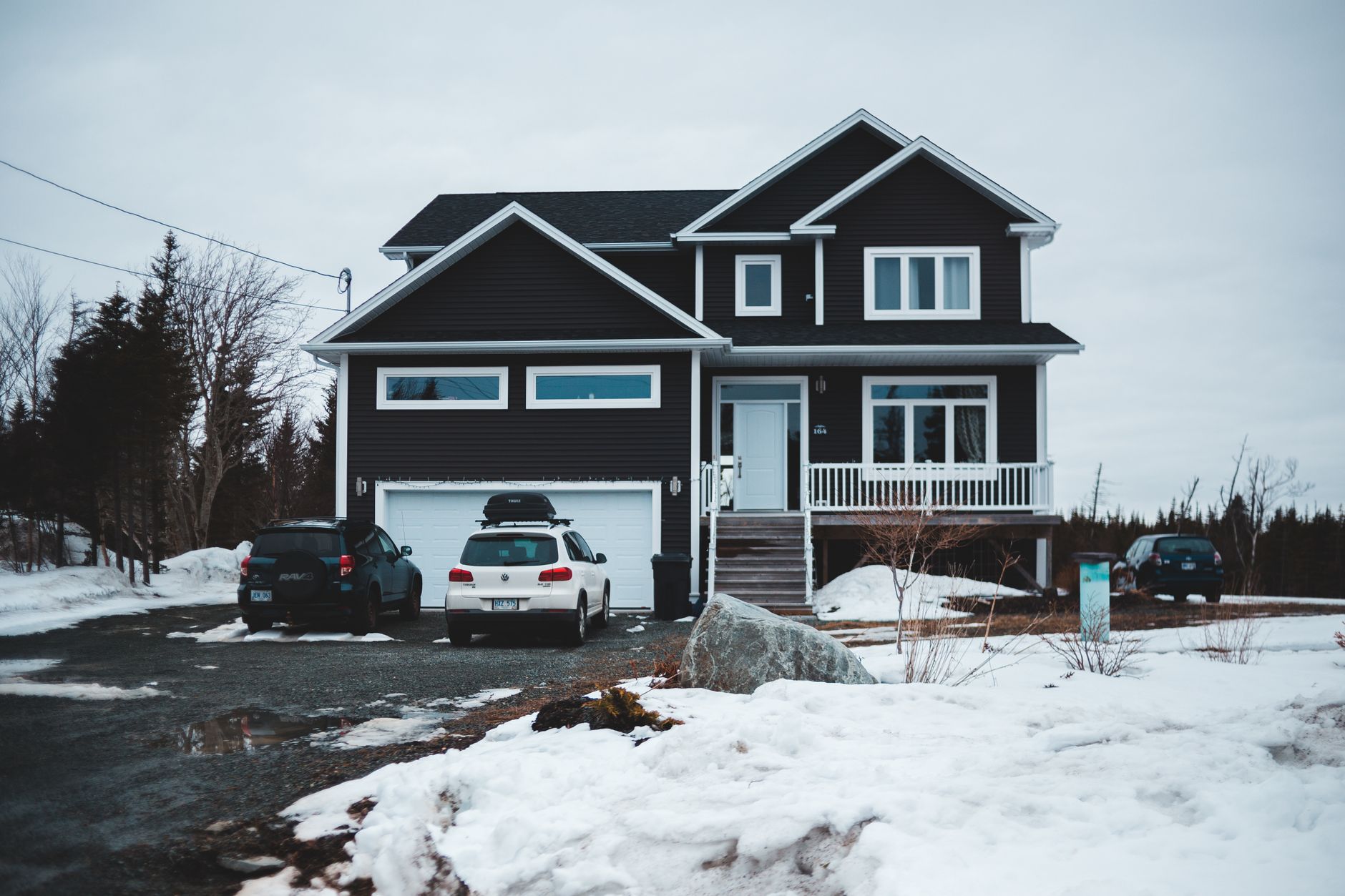 Two-story apartment with a garage