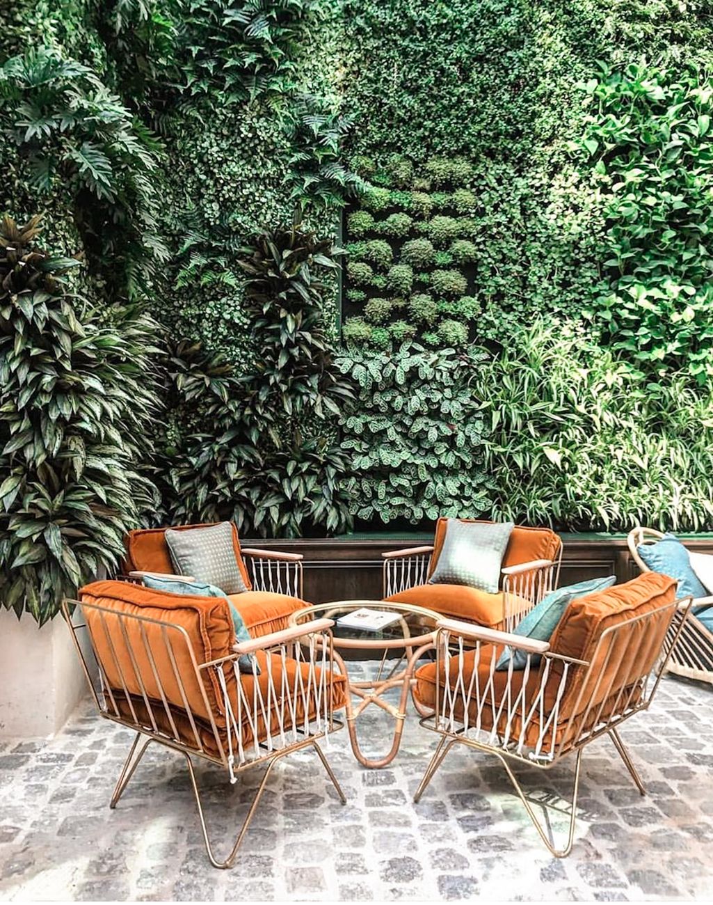 brown wooden Patio Ideas and green plants