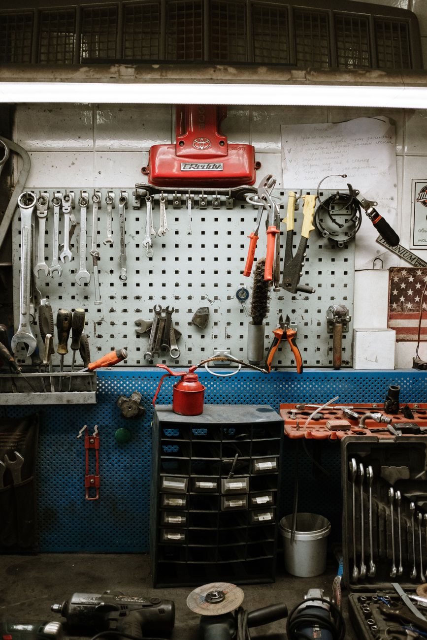 red and black power tool