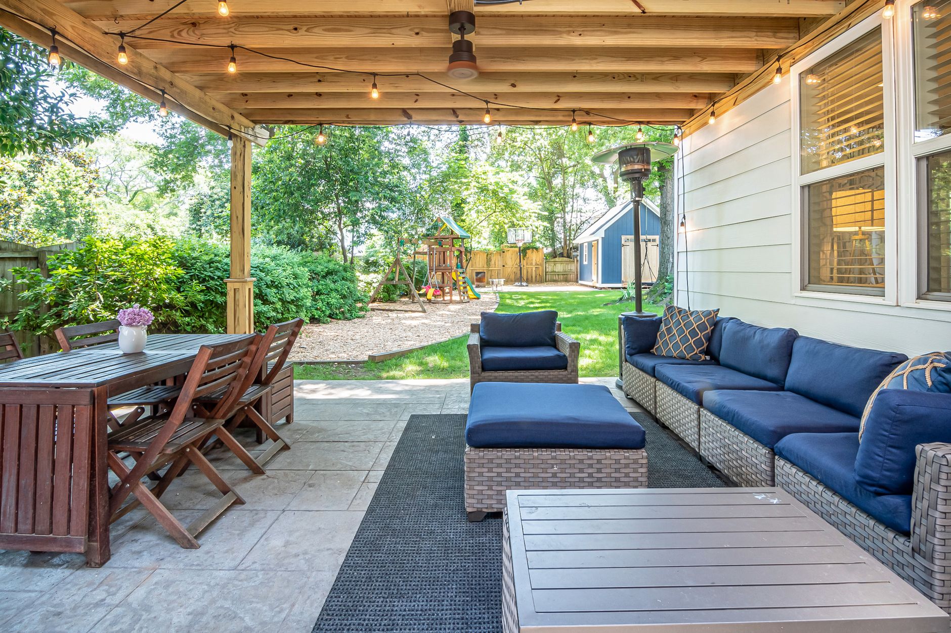 Covered Deck With a Lounge Area