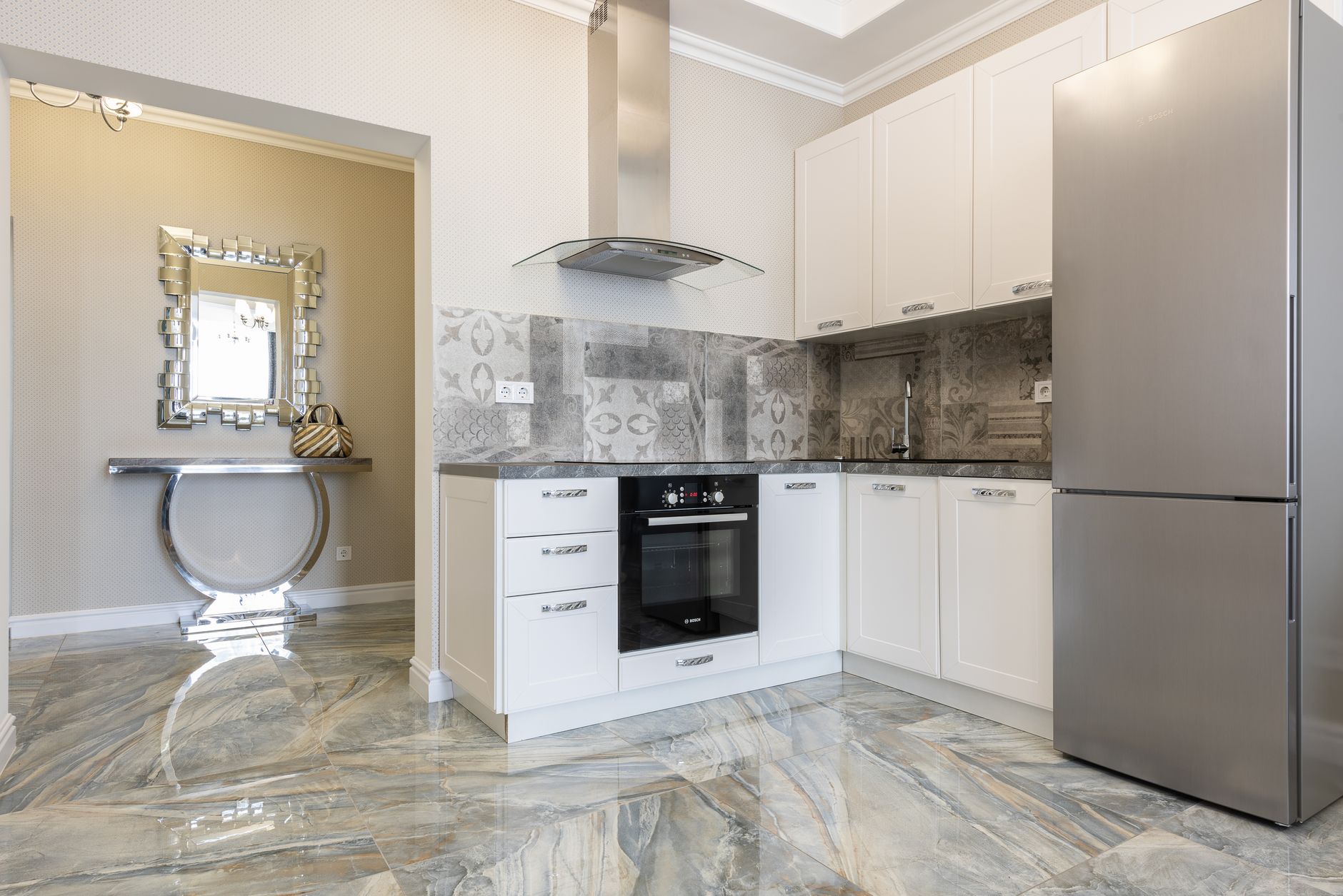 Marble Look Porcelain Tiles kitchen