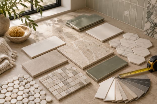 Image 3: Pale wall and floor tiles help a small bathroom feel brighter and more spacious.