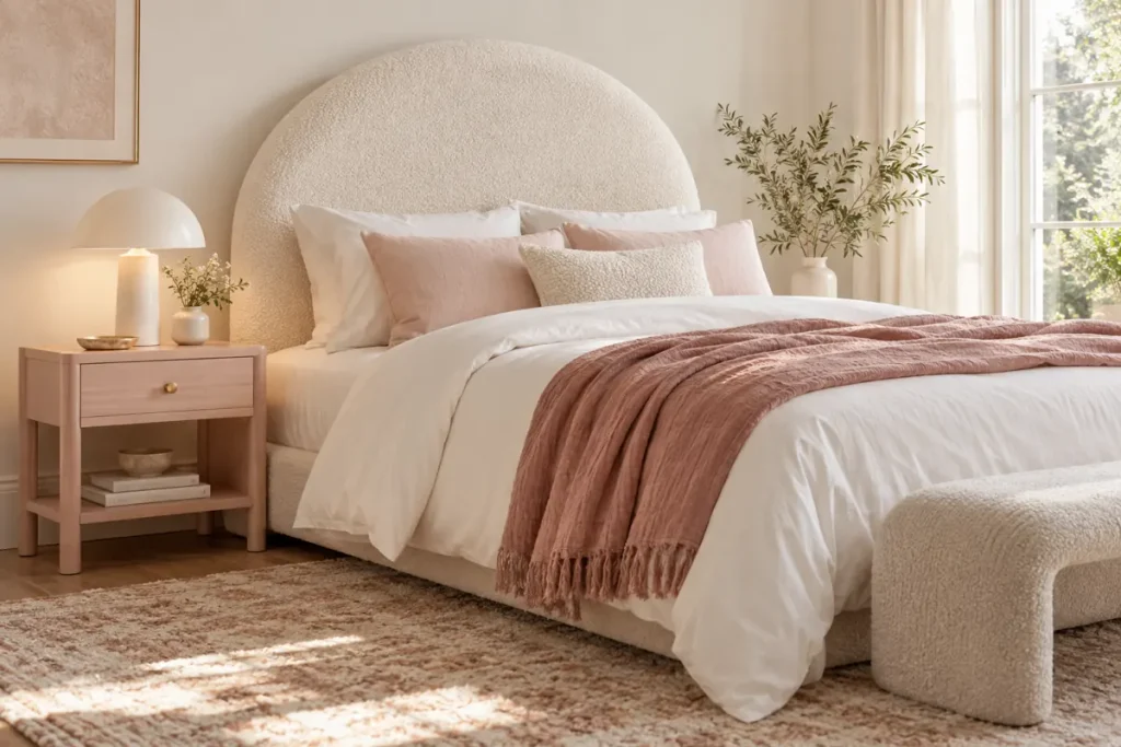 Styling illustration inspired by the collection’s palette; not an official product photograph. Illustrated furnishings do not establish package contents.