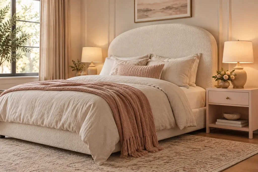 Guest-room styling illustration, not an official image of a complete retail bundle.
