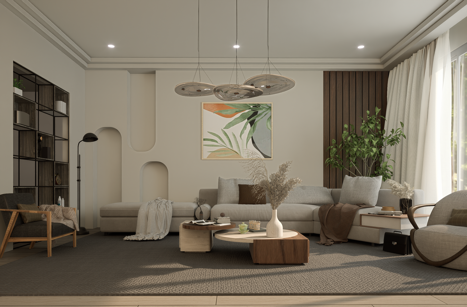 modern living room with neutral interior design