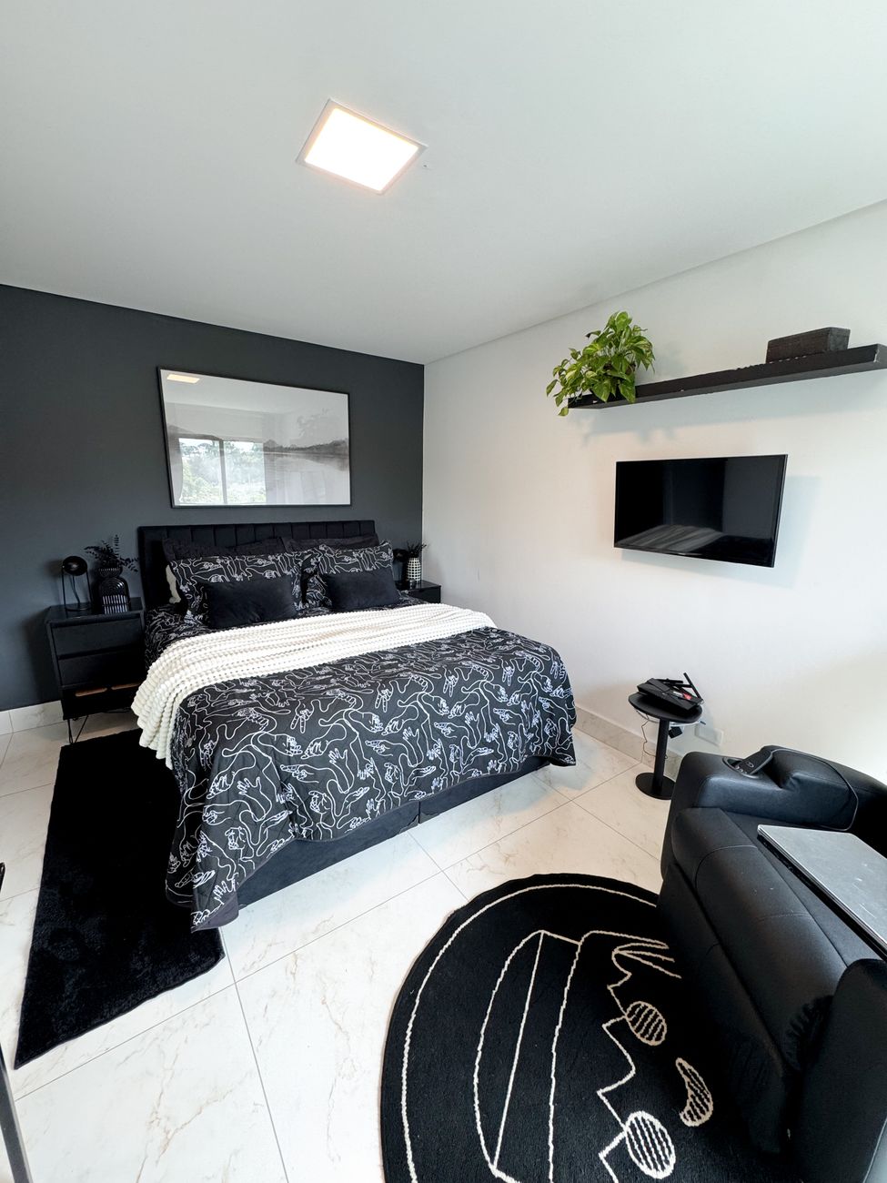 Sophisticated Black-and-White Bedroom