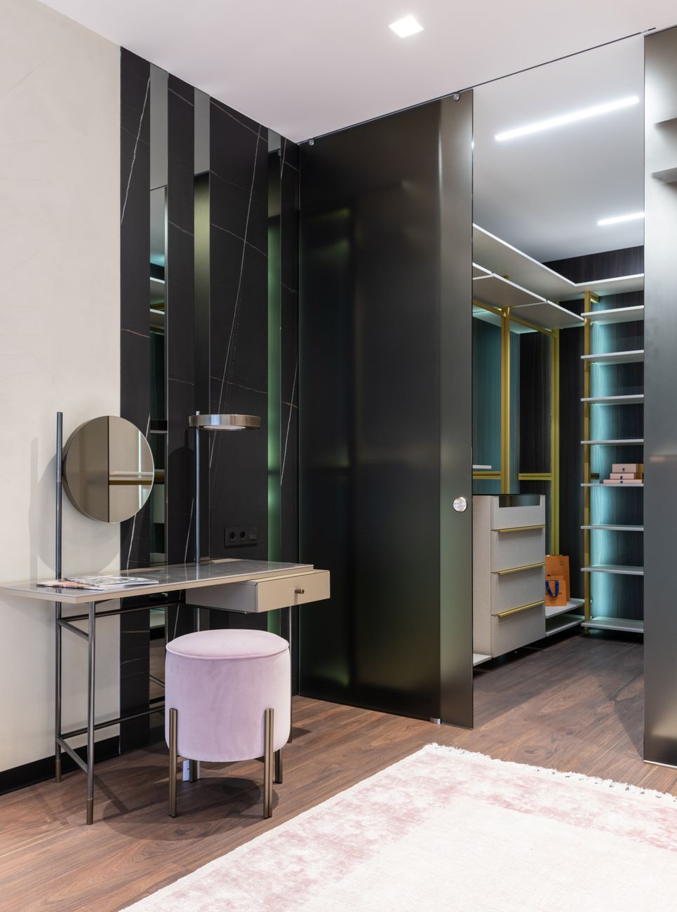 modern dressing room with vanity table