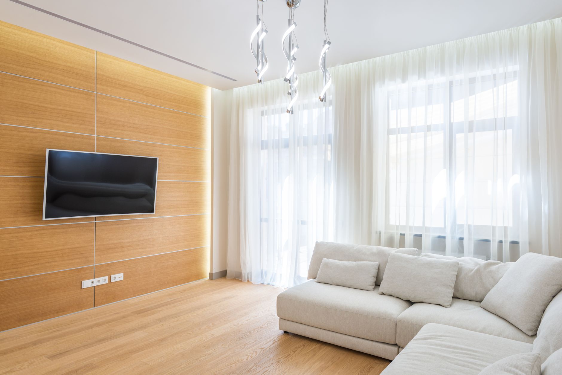 Natural Wood Paneling in the Living Room